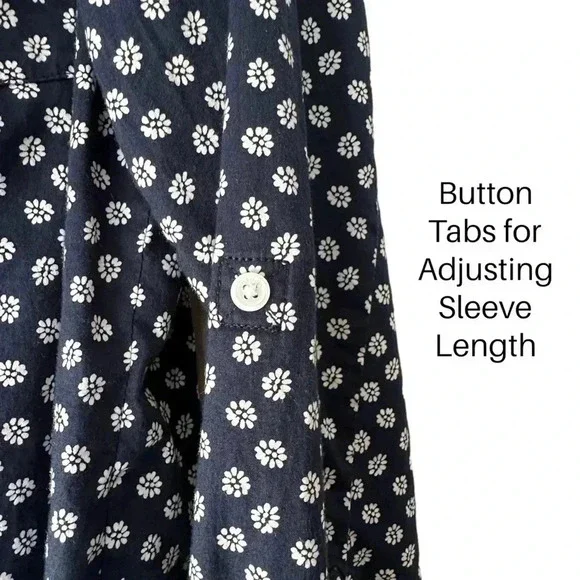 TOMMY HILFIGER | NWOT | WOMEN’S NAVY BLUE PRINT LONG SLEEVED SHIRT | SIZE: LRG - Picture 5 of 12